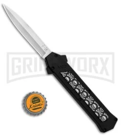 AKC F-16 Skulls D/A OTF Automatic Knife - Bayo Satin Plain 9 AKC F-16 Skulls D/A OTF Automatic Knife - Bayo Satin Plain -AKC Knives Shop AKC F 16 DA Bayo OTF Auto Skulls Satin BHQ 84593 jr bottlecap large