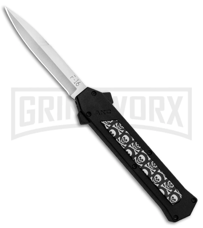 AKC F-16 Skulls D/A OTF Automatic Knife - Bayo Satin Plain 3 AKC F-16 Skulls D/A OTF Automatic Knife - Bayo Satin Plain