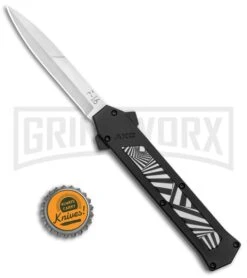 AKC F-16 Spiral Step D/A OTF Automatic Knife - Bayo Satin Plain -AKC Knives Shop AKC F 16 DA Bayo OTF Auto Spiral Step Satin BHQ 134802 jr bottlecap large