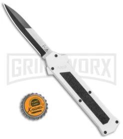 AKC F-16 White D/A OTF Automatic Knife - Bayo Two Tone Plain 9 AKC F-16 White D/A OTF Automatic Knife - Bayo Two Tone Plain -AKC Knives Shop AKC F 16 DA Bayo OTF Auto White TT BHQ 114660 jr bottlecap large