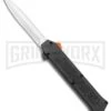 AKC F-16 Black D/A OTF Automatic Knife + Orange Button - Dagger Satin Plain -AKC Knives Shop AKC F 16 DA Dagger OTF Auto Black Orange Button Satin BHQ 98892 jr large