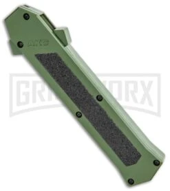 AKC F-16 Green D/A Dagger OTF Automatic Knife - Dagger Two Tone Plain -AKC Knives Shop AKC F 16 DA Dagger OTF Auto Green TT BHQ 115400 jr spine large