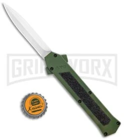AKC F-16 OD Green D/A OTF Automatic Knife - Dagger Satin Plain -AKC Knives Shop AKC F 16 DA Dagger OTF Auto OD Green Satin BHQ 95347 jr bottlecap large