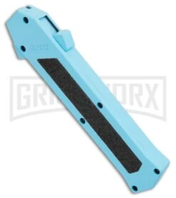 AKC F-16 Teal D/A OTF Automatic Knife - Dagger Two Tone Plain -AKC Knives Shop AKC F 16 DA Dagger OTF Auto Teal TT BHQ 109160 jr spine large