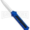 AKC F-16 Blue D/A OTF Automatic Knife - Dagger Satin Plain -AKC Knives Shop AKC F 16 DA Dagger OTF Blue Satin BHQ 93753 jr large
