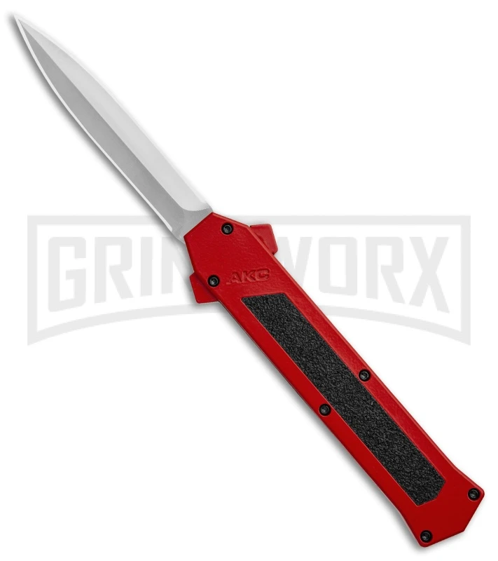 AKC F-16 Red D/A OTF Automatic Knife - Dagger Satin Plain 3 AKC F-16 Red D/A OTF Automatic Knife - Dagger Satin Plain