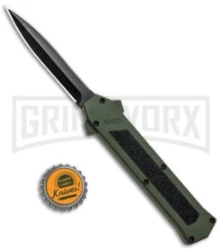 AKC F-16 Green D/A OTF Automatic Knife - Dagger Black Plain -AKC Knives Shop AKC F 16 Green DA OTF Auto Dagger Black Plain GX 33106 jr bottlecap 2 large