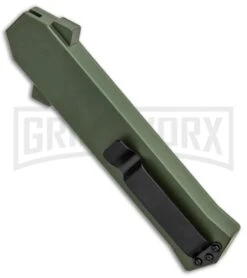 AKC F-16 Green D/A OTF Automatic Knife - Dagger Black Plain -AKC Knives Shop AKC F 16 Green DA OTF Auto Dagger Black Plain GX 33106 jr side large
