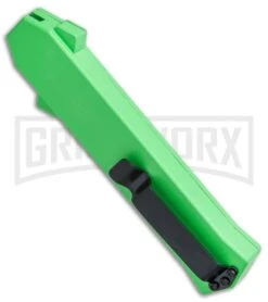 AKC F-16 Green D/A OTF Automatic Knife - Bayo Satin Plain -AKC Knives Shop AKC F 16 Green DA OTF Bayo Satin Plain BP 23855 jr side large