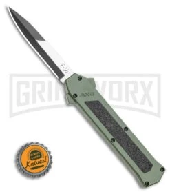 AKC F-16 OD Green D/A OTF Automatic Knife - Bayo Two TonePlain -AKC Knives Shop AKC F 16 OD Green D A OTF Automatic Knife Bayo Two TonePlain GX 35588 LS Bottlecap large
