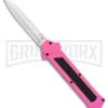 AKC F-16 Pink D/A OTF Automatic Knife - Bayonet Satin Plain -AKC Knives Shop AKC F 16 Pink DA OTF Auto Bayo Satin GX 37618 jr large
