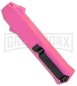 AKC F-16 Pink D/A OTF Automatic Knife - Bayonet Satin Plain -AKC Knives Shop AKC F 16 Pink DA OTF Auto Bayo Satin GX 37618 jr side large