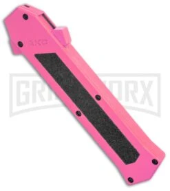 AKC F-16 Pink D/A OTF Automatic Knife - Bayonet Satin Plain -AKC Knives Shop AKC F 16 Pink DA OTF Auto Bayo Satin GX 37618 jr spine large