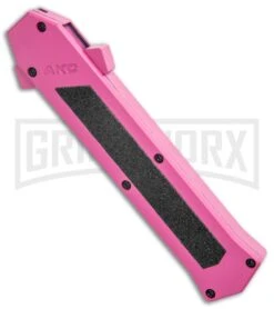 AKC F-16 Pink D/A OTF Automatic Knife - Dagger Satin Plain -AKC Knives Shop AKC F 16 Pink DA OTF Auto Dagger Satin GX 37627 jr spine large