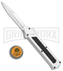 AKC F-16 White D/A OTF Automatic Knife - Bayo Satin Plain -AKC Knives Shop AKC F 16 White DA OTF Bayo Satin Plain BP 23853 jr bottlecap large