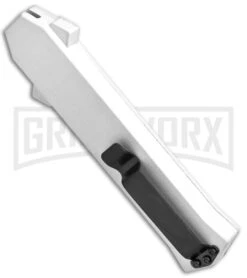AKC F-16 White D/A OTF Automatic Knife - Bayo Satin Plain -AKC Knives Shop AKC F 16 White DA OTF Bayo Satin Plain BP 23853 jr side large