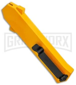 AKC F-16 Yellow D/A OTF Automatic Knife - Bayonet Satin Plain -AKC Knives Shop AKC F 16 Yellow DA OTF Auto Bayo Satin GX 37617 jr side large