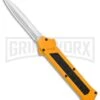 AKC F-16 Yellow D/A OTF Automatic Knife - Dagger Satin Plain -AKC Knives Shop AKC F 16 Yellow DA OTF Auto Dagger Satin GX 37626 jr large