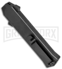 AKC F-16 Zebra D/A OTF Automatic Knife - Bayo Satin Plain -AKC Knives Shop AKC F 16 Zebra DA OTF Auto Bayo Satin Plain BP 25401 jr side large