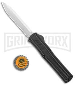 AKC F-20 Black CF D/A OTF Automatic Knife - Spear Point Satin Plain -AKC Knives Shop AKC F 20 DA Dagger OTF Auto Black CF Satin BHQ 140496 jr bottlecap large