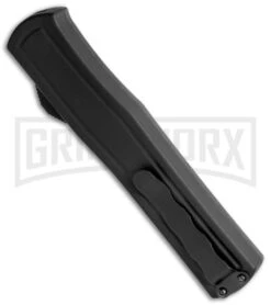 AKC F-20 Black CF D/A OTF Automatic Knife - Spear Point Satin Plain -AKC Knives Shop AKC F 20 DA Dagger OTF Auto Black CF Satin BHQ 140496 jr side large