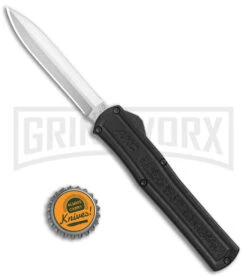 AKC F-20 Black D/A OTF Automatic Knife - Satin Dagger Plain -AKC Knives Shop AKC F 20 DA Dagger OTF Auto Black Satin BHQ 141074 jr bottlecap 2 large