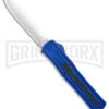 AKC F-20 Blue D/A OTF Automatic Knife - Spear Point Satin Plain -AKC Knives Shop AKC F 20 DA Dagger OTF Auto Blue Satin BHQ 140833 jr large