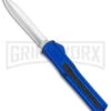 AKC F-20 Blue D/A OTF Automatic Dagger Knife - Satin Plain -AKC Knives Shop AKC F 20 DA Dagger OTF Auto Blue Satin BHQ 141098 jr 2 large