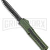 AKC F-20 Green D/A OTF Automatic Knife - Black Plain -AKC Knives Shop AKC F 20 DA Dagger OTF Auto OD Green Black BHQ 140846 jr large