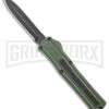 AKC F-20 OD Green Aluminum D/A OTF Automatic Knife - Dagger Black Plain -AKC Knives Shop AKC F 20 DA Dagger OTF Auto OD Green Black BHQ 146285 jr large