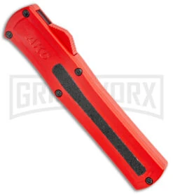 AKC F-20 Red D/A OTF Automatic Knife - Satin Plain -AKC Knives Shop AKC F 20 DA Dagger OTF Auto Red Satin BHQ 140483 jr spine large