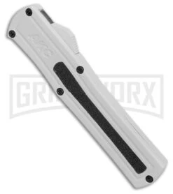 AKC F-20 White Aluminum D/A Dagger OTF Automatic Knife - Two Tone Plain 7 AKC F-20 White Aluminum D/A Dagger OTF Automatic Knife - Two Tone Plain -AKC Knives Shop AKC F 20 DA Dagger OTF Auto White Aluminum TT BHQ 179206 jr spine large