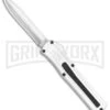 AKC F-20 White D/A OTF Automatic Knife - Dagger Satin Plain -AKC Knives Shop AKC F 20 DA Dagger OTF Auto White Satin BHQ 141065 jr 2 large