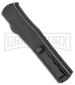 AKC F-20 Black W/ Tie Dye Inlay D/A OTF Automatic Knife - Satin Plain -AKC Knives Shop AKC F 20 DA SP OTF Auto Black Tie Dye Inlay Satin BHQ 152893 jr side large