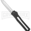 AKC F-20 Black W/ White Inlay D/A OTF Automatic Knife - Satin Plain -AKC Knives Shop AKC F 20 DA SP OTF Auto Black White Inlay Satin BHQ 152917 jr large