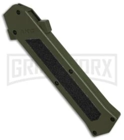 AKC F-16 OD Green D/A OTF Automatic Knife - Bayo Satin Plain -AKC Knives Shop AKC F16 OD Green DA Bayo Satin Plain BP 25690 er spine large