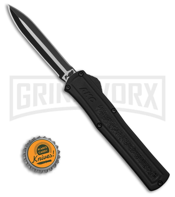 AKC F-20 D/A Dagger Black Aluminum OTF Automatic Knife - Two Tone Plain 6 AKC F-20 D/A Dagger Black Aluminum OTF Automatic Knife - Two Tone Plain - Image 4