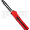 AKC F-20 D/A Dagger Dark Red Aluminum OTF Automatic Knife - Two Tone Plain -AKC Knives Shop AKC F20 DA Dagger OTF AK Red Alum 3in Two Tone BHQ 178590 td large