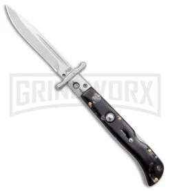 Italian Style 9" Roma Black Marbled Pearlex Auto Swinguard - Polished Plain