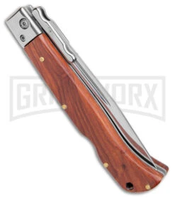 Italian Style 9" Roma Wood Automatic Swinguard - Polished Plain -AKC Knives Shop AKC Italian Style 9in Roma DP Auto Swinguard Wood Polished BHQ 175961 jr side large