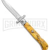 Italian Style 9" Roma Yellow Pearlex Automatic Swinguard - Polished Plain -AKC Knives Shop AKC Italian Style 9in Roma DP Auto Swinguard Yellow Pearlex Polished BHQ 175957 jr large