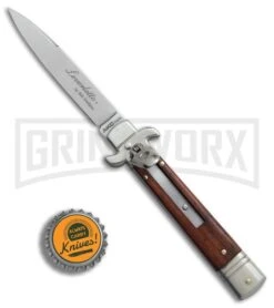 AKC 7.75" Bill DeShivs Leverletto Cocobolo Automatic Knife - Flat Grind -AKC Knives Shop AKC Leverletto 7 75in cocobolo satin flat BHQ 75617 er bottlecap large
