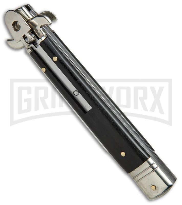 AKC Bill DeShivs 9" Leverletto Ebony Wood Automatic Knife - Flat Plain 4 AKC Bill DeShivs 9" Leverletto Ebony Wood Automatic Knife - Flat Plain - Image 2