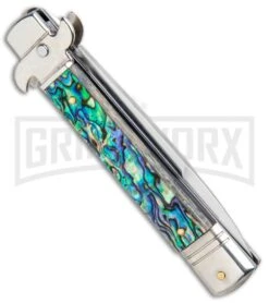AKC 7.75" Leverletto Abalone Automatic Knife - Bayonet -AKC Knives Shop AKC Leverletto Abalone Auto Bayo BHQ 92874 jr side large