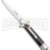 AKC 7.75" Leverletto Dark Horn Automatic Knife - Satin Bayonet -AKC Knives Shop AKC Leverletto LL Auto Dark Horn Bayo GX 0299 jr large