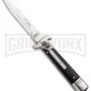 AKC 7.75" Leverletto Ebony Automatic Knife - Satin Bayonet 1 AKC 7.75" Leverletto Ebony Automatic Knife - Satin Bayonet -AKC Knives Shop AKC Leverletto LL Auto Ebony Bayo BHQ 92878 jr large