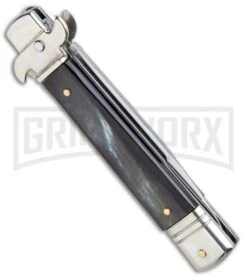 AKC 7.75" Leverletto Honey Horn Automatic Knife - Satin Bayonet -AKC Knives Shop AKC Leverletto LL Auto Honey Horn Bayo BHQ 92872 jr side large