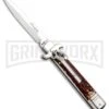 AKC 7.75" Leverletto Stag Automatic Knife - Satin Bayonet -AKC Knives Shop AKC Leverletto Stag Auto Bayo GX 33460 jr large