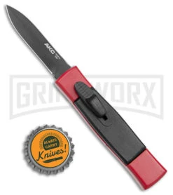 AKC Minion Concord Red/Black OTF Automatic Knife - Black Plain -AKC Knives Shop AKC Minion Concord OTF Auto Red Black Black BHQ 24199 jr bottlecap large