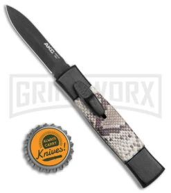 AKC Minion Concord Snake Skin OTF Automatic Knife - Dagger Black Plain 9 AKC Minion Concord Snake Skin OTF Automatic Knife - Dagger Black Plain -AKC Knives Shop AKC Minion Concord OTF Auto Snake Skin Black Dagger BHQ 173568 jr bottlecap large